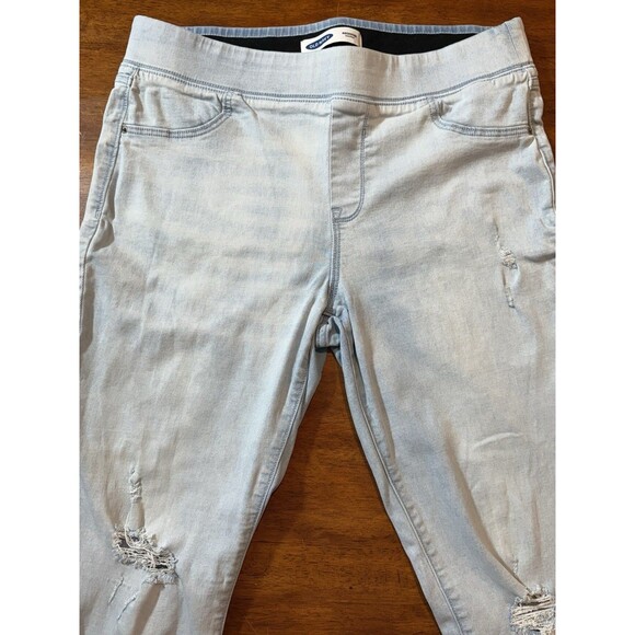 Old Navy Jeans Light Wash 16 Distressed Rockstar Elastic Pull On - Picture 2 of 9